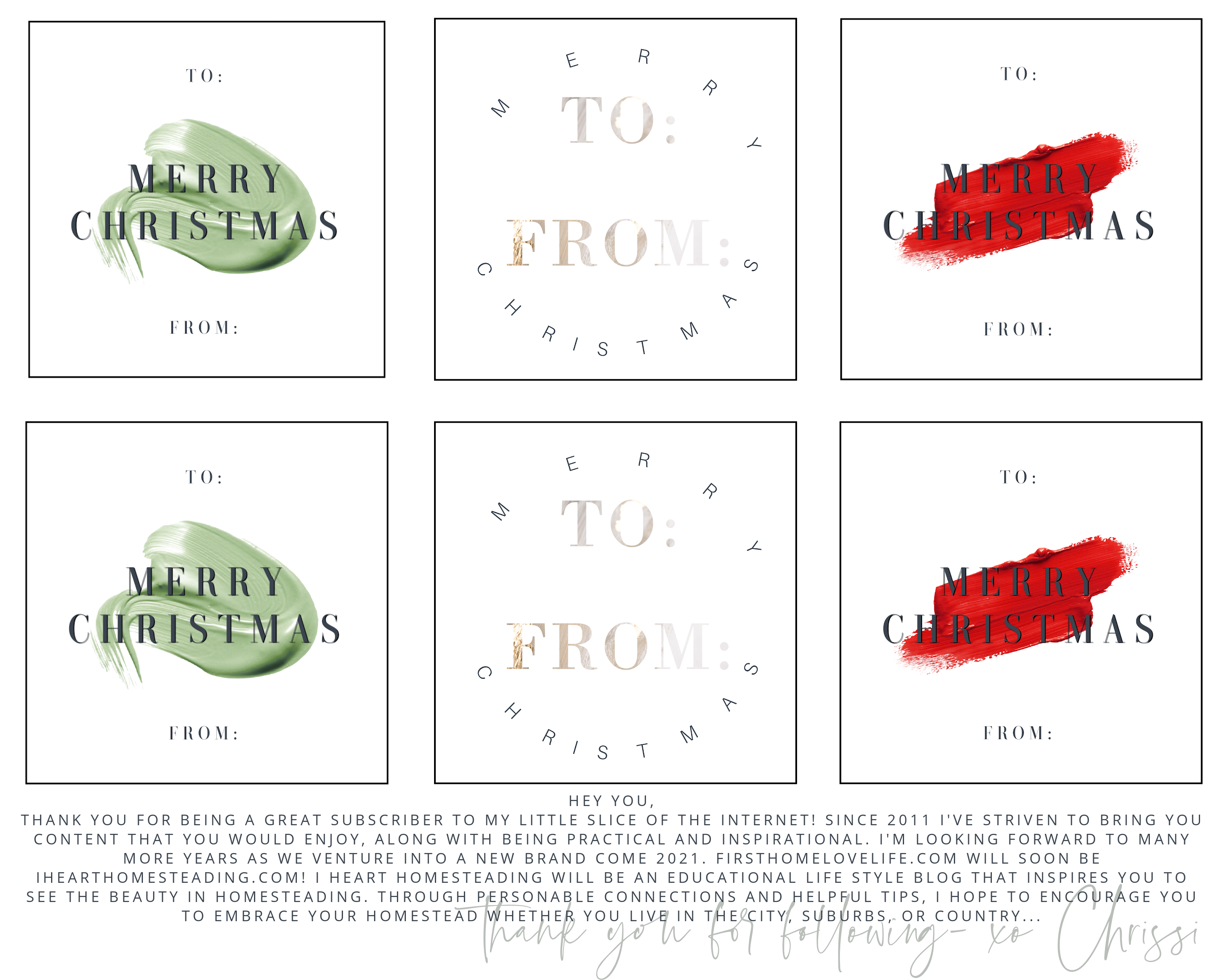 Free Printable Holiday Gift Labels and Tags